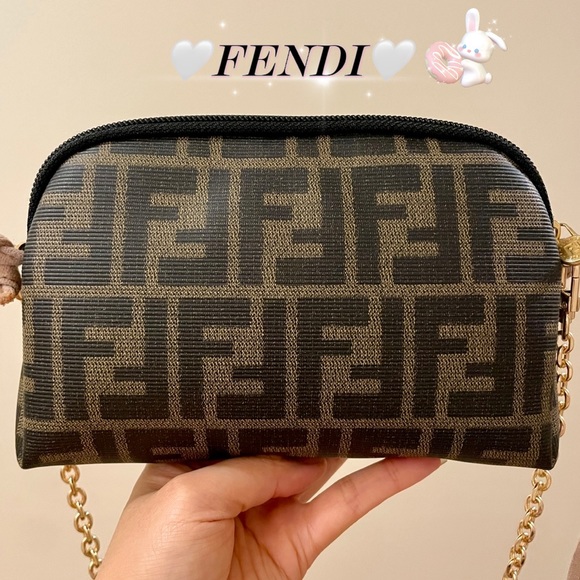 💗Auth💗FENDI Zucca Monogram Wristlet Pouch Wallet Clutch Pochette/Crossbody💫 - Picture 11 of 17